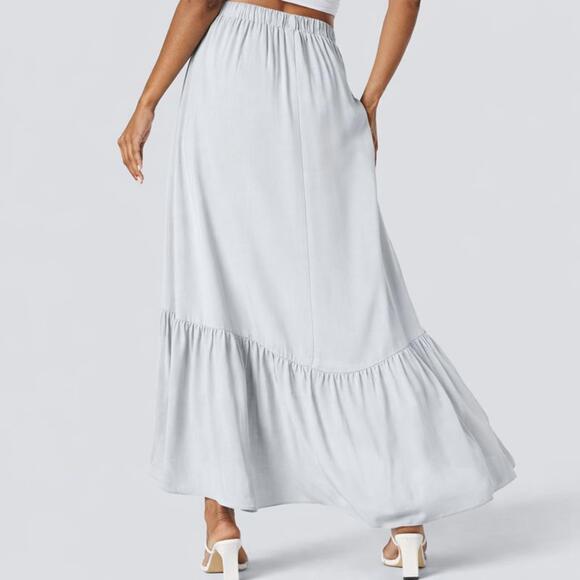 NWT Halara High Waisted High Low Ruffle Hem Flowy Maxi Skirt Size Small - Picture 2 of 7